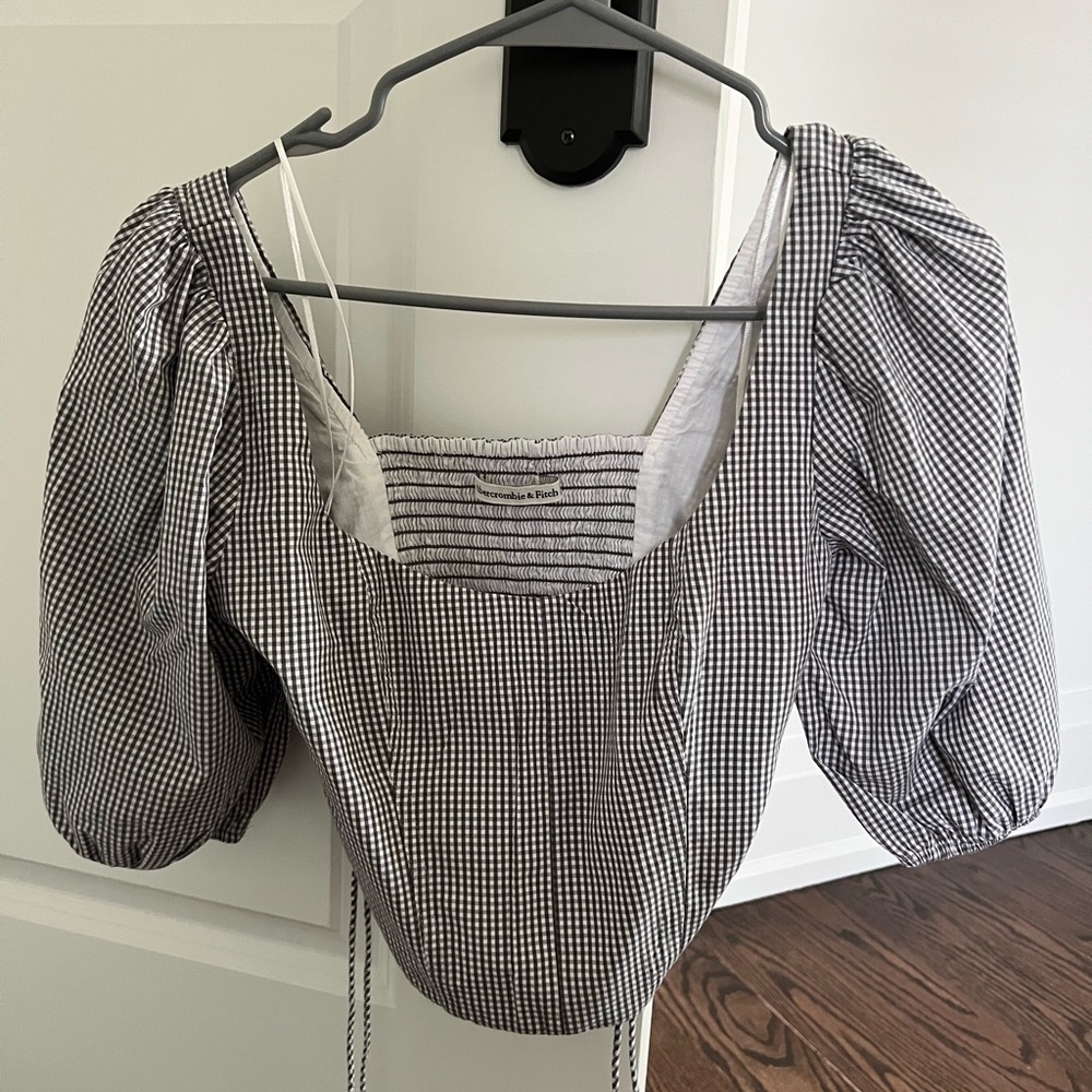A&F Black and White Gingham Women's Top